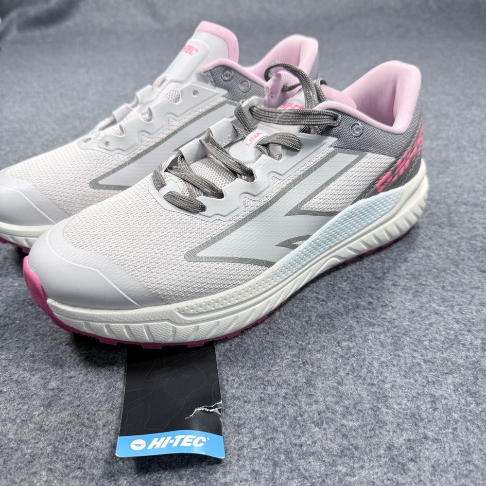 Hi-Tec Lina Womens Running Shoes White Grey Pink CH80307W-SNP.M Size 11